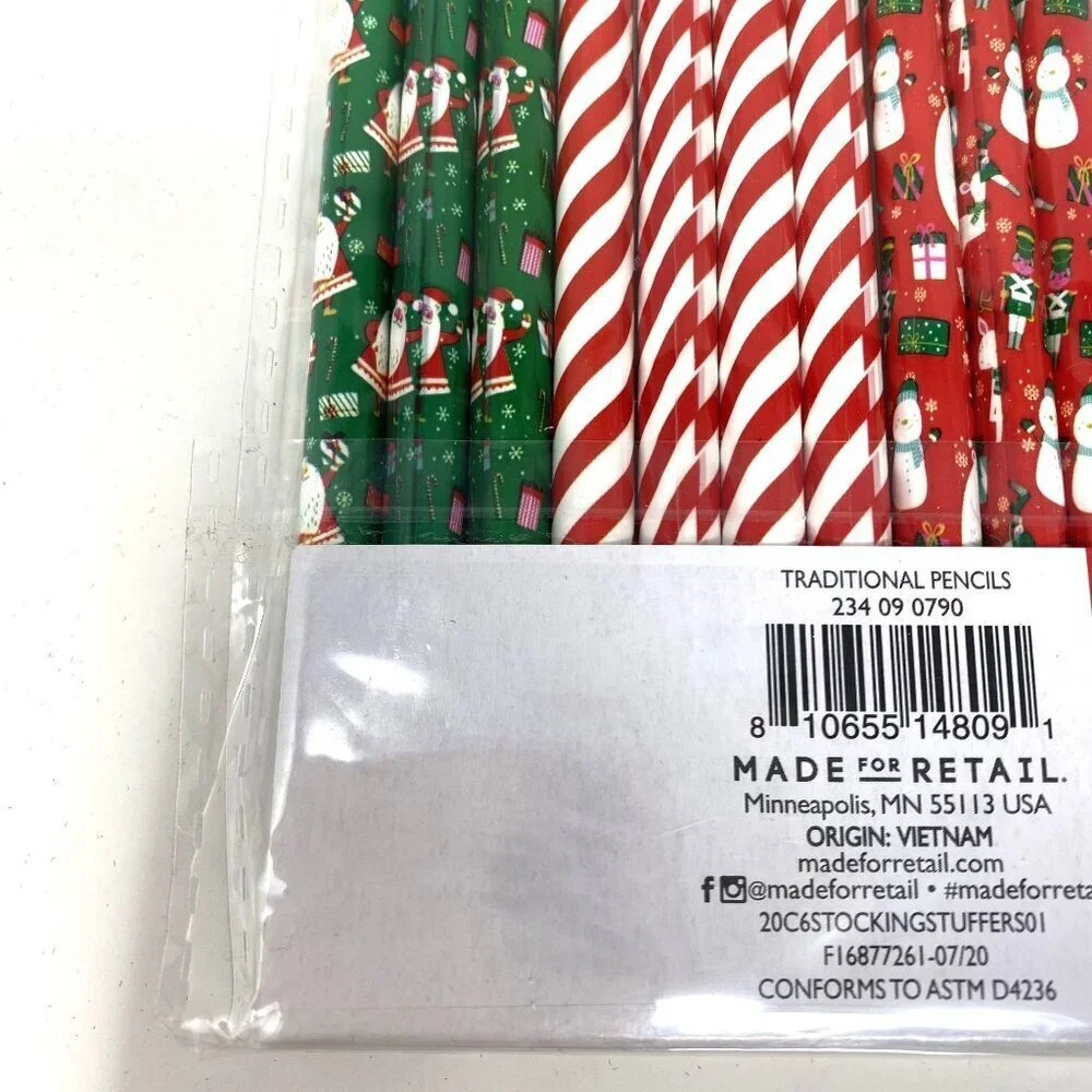Holiday Christmas Traditional Pencils 2 Packs of 10 Count Pencils Treat Bags